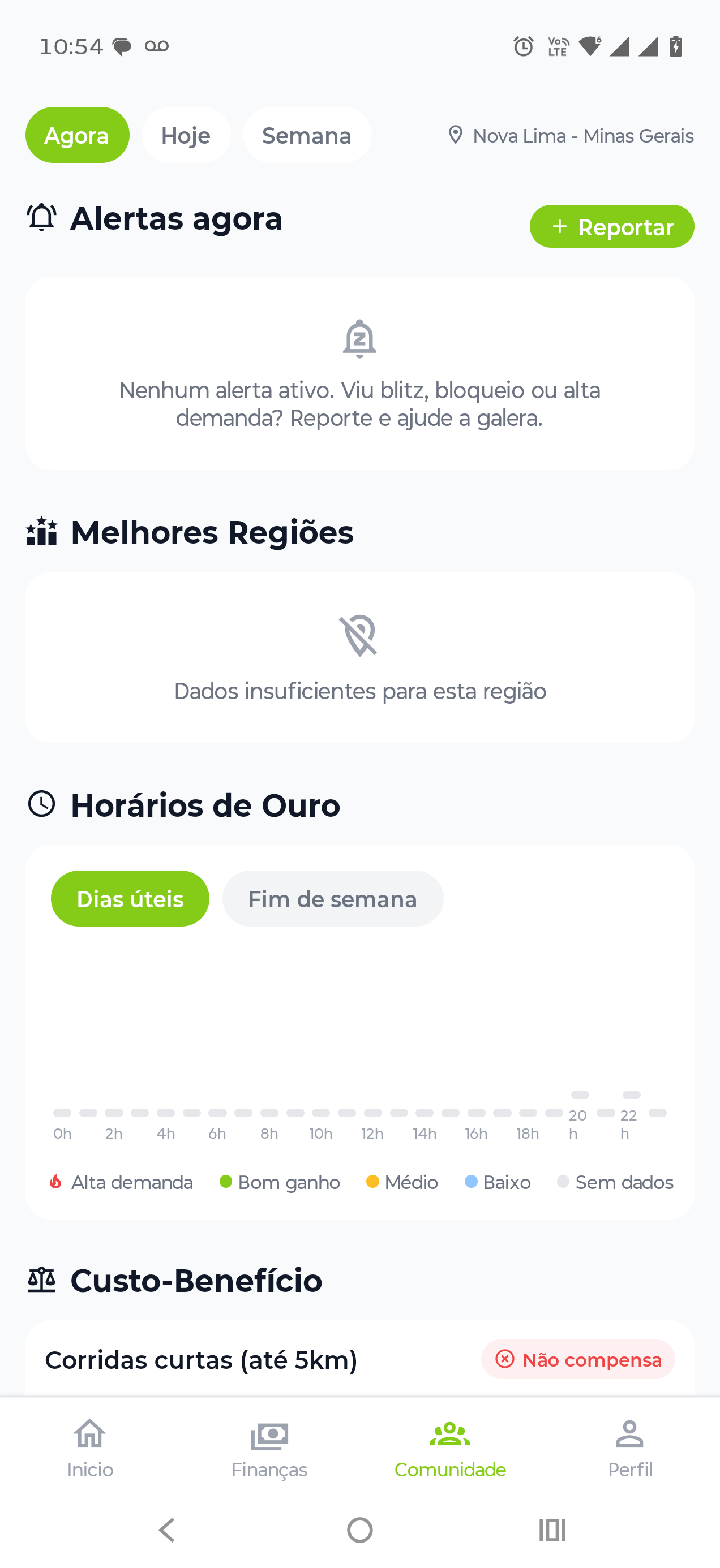 Tela do recurso Radar & Alertas no app Motorista ON